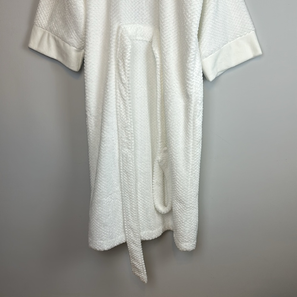 NEW Keiki Co. Luxury Long Spa Robe SM White Plush Kimono Style Bathrobe USA Made - Picture 12 of 16